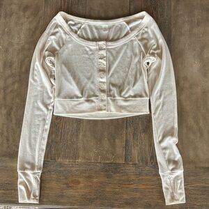 Cream Long Sleeve Button-Up Women's Top